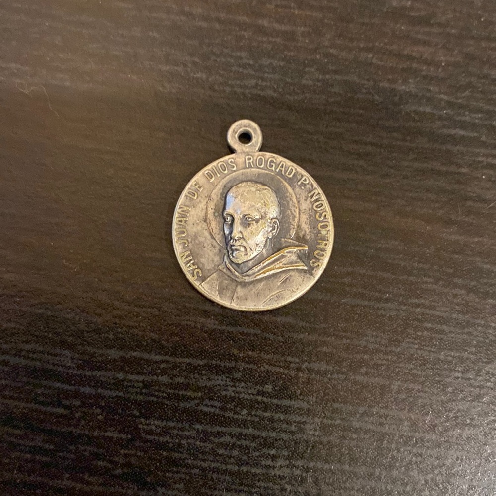 Vintage San Juan de Dios and Santa Rita de Lima pendant